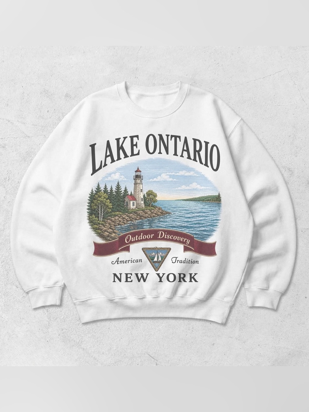 Vintage White Lake Ontario Graphic Crewneck Sweatshirt Unisex